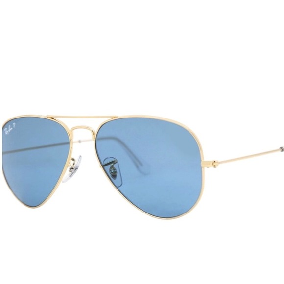 Ray Ban Aviator Sunglasses 3025 Gold Frame Blue Lens P Polarized With Case - Picture 1 of 7